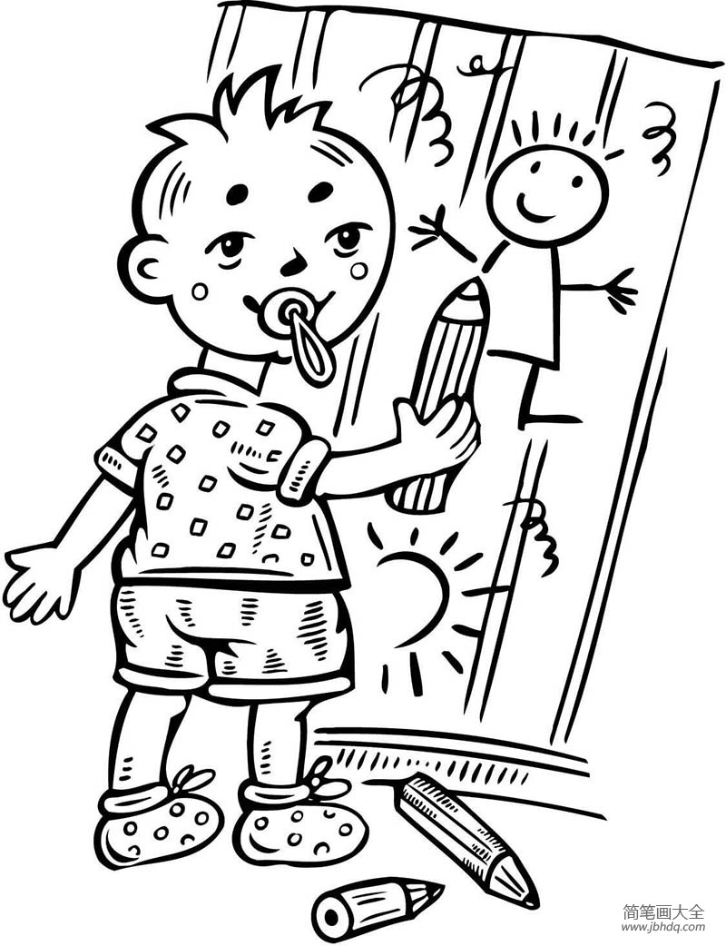 小男孩画画