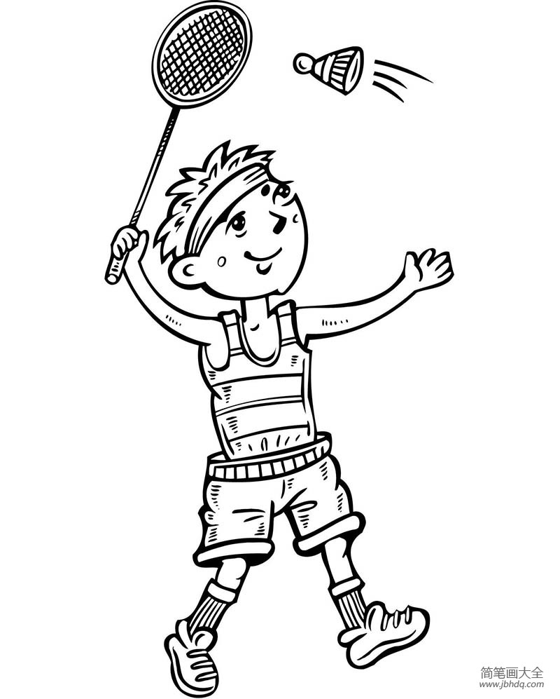 小男孩打羽毛球