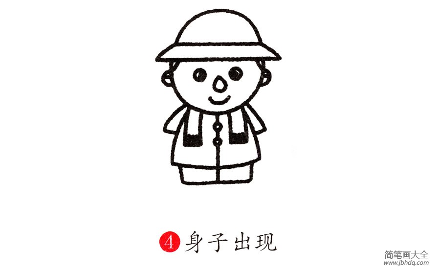 学画戴帽子的小男孩