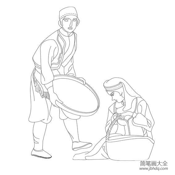 维吾尔族人物简笔画