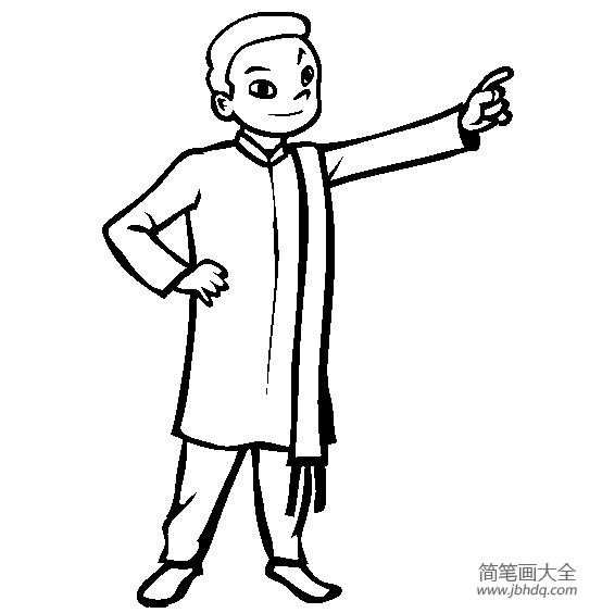 世界名族服饰简笔画 巴基斯坦小男孩简笔画图片