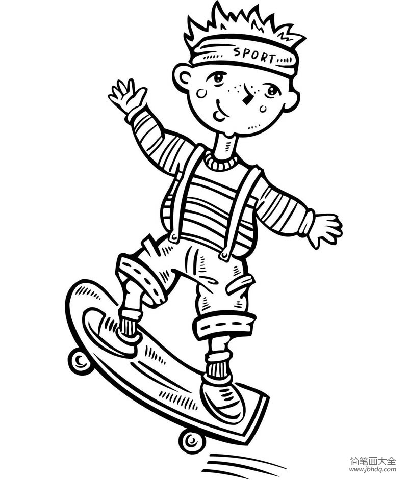 小男孩玩滑板