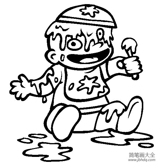 人物简笔画 调皮捣蛋的小婴儿简笔画