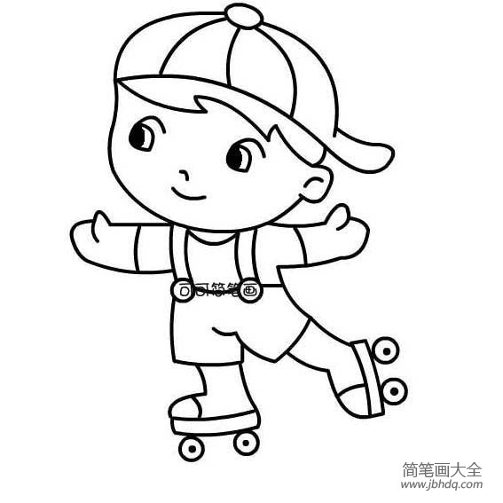 滑冰的小男孩简笔画