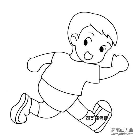 练习跑步的男孩简笔画图片