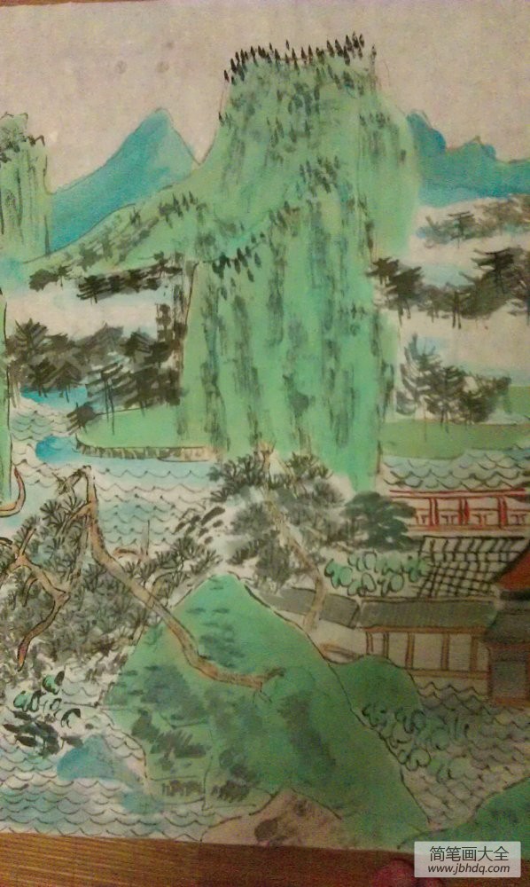 国画山水图片“湖山青夏”