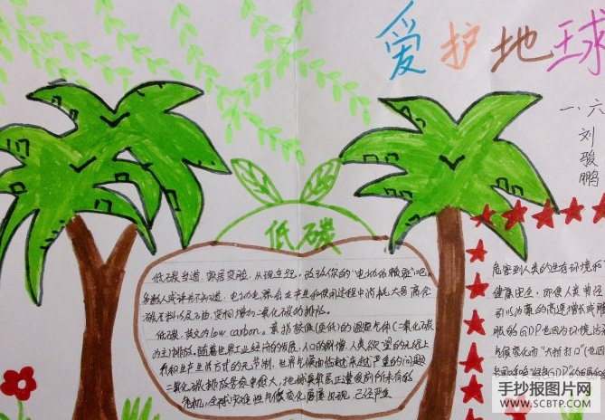 倡导低碳,呵护地球的手抄报