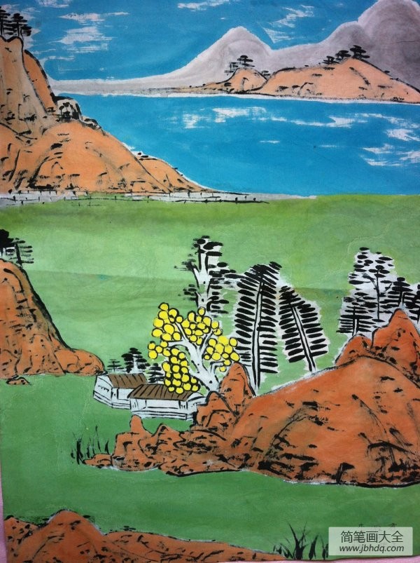 江南春早国画山水图片