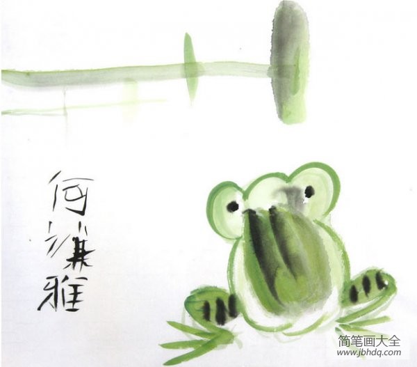 绿皮青蛙儿童动物国画作品