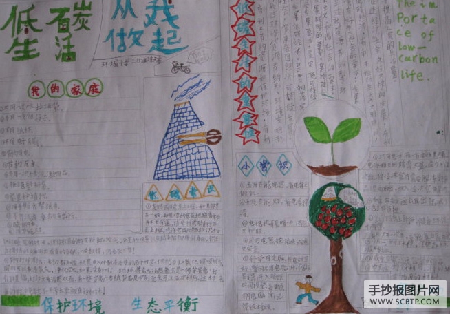 低碳生活,倡导环保的手抄报