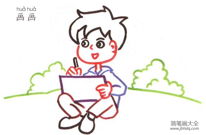 幼儿学画人物 画画的小男孩