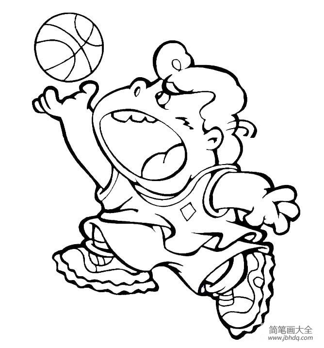 儿童人物简笔画小男孩打篮球