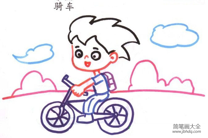 小男孩骑车简笔画