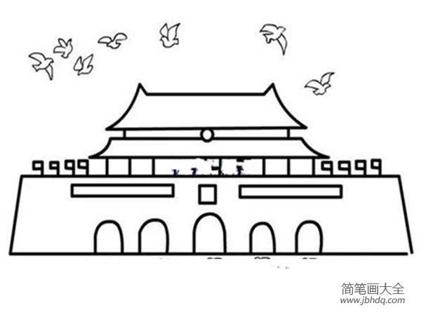 天安门与和平鸽简笔画图片