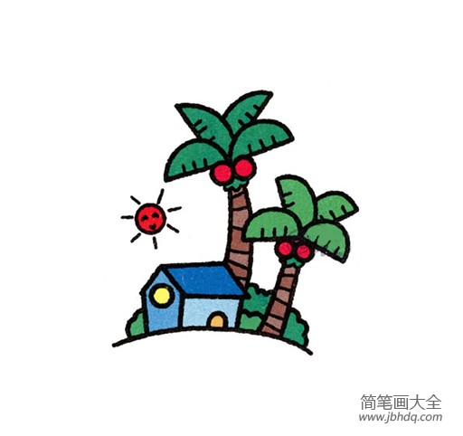 椰子树下的小房子