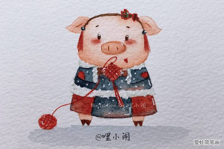 九只小猪贺新年插画图片3