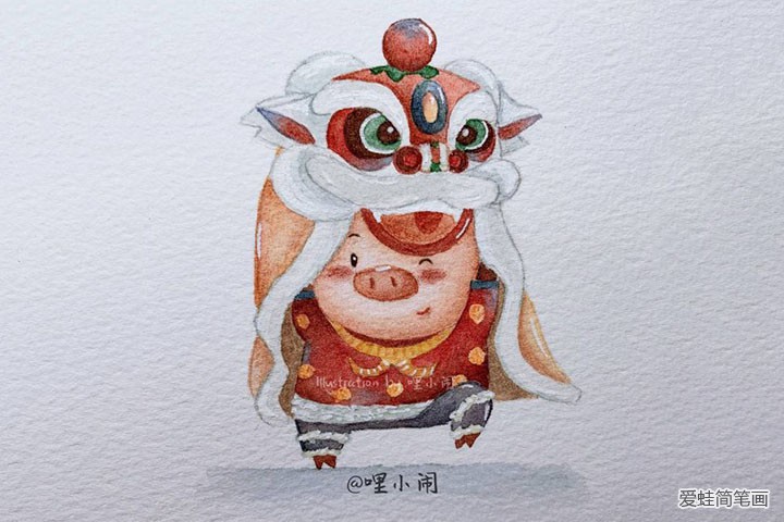 九只小猪贺新年插画图片4