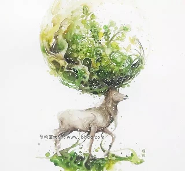 鹿子水彩插画欣赏9