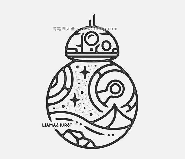 精致的黑白线描风景小插画2