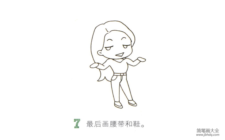 一步一步学画无可奈何的小女孩