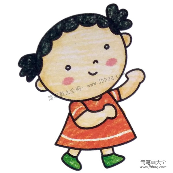 小女孩填色图片