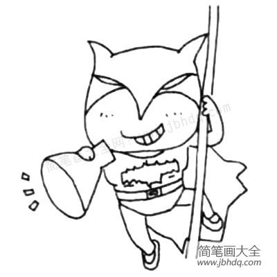 4.画出身体的姿势并添加一些有趣的细节蝙蝠侠就完成了