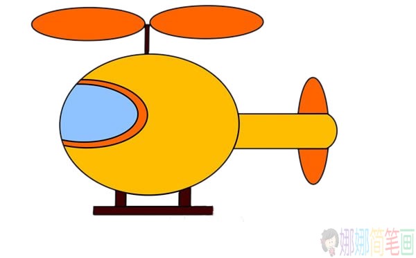 卡通直升机简笔画画法步骤图片