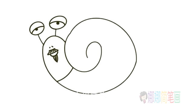卡通蜗牛爷爷简笔画,简笔画蜗牛的画法