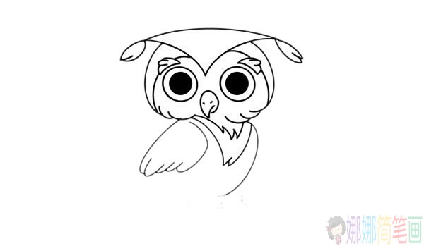 卡通猫头鹰简笔画步骤教程
