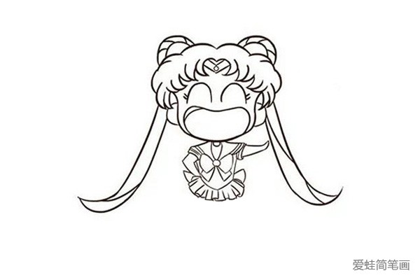 第八步:然后画出月野兔的小裙子,裙边特别多褶皱,很少女。