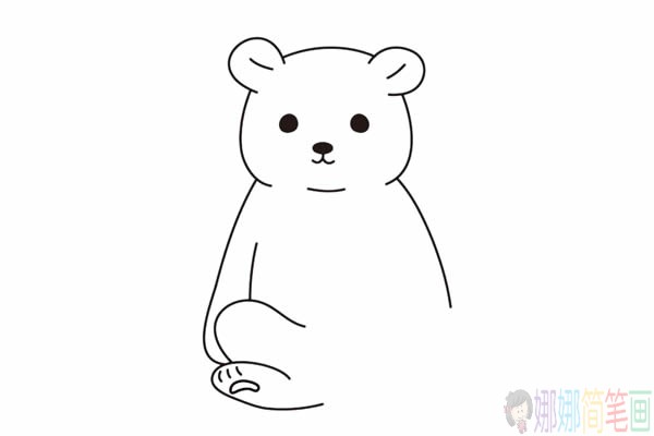 北极熊简笔画,可爱卡通北极熊简笔画画法步骤图片