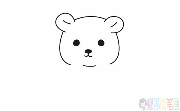 北极熊简笔画,可爱卡通北极熊简笔画画法步骤图片