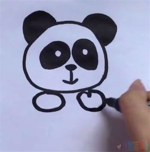 熊猫吃竹子简笔画