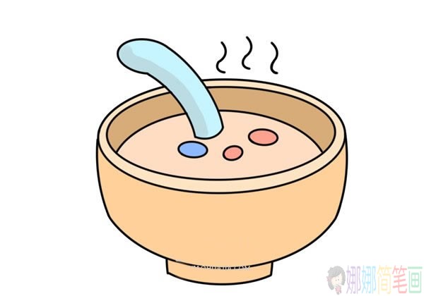 一碗热腾腾的汤食物简笔画