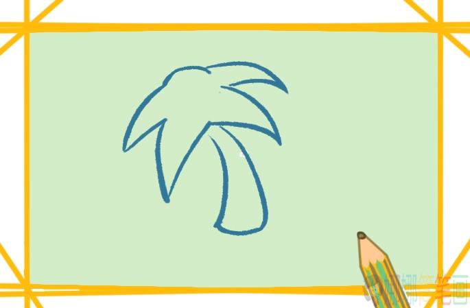 椰子树简笔画,Q版椰子树儿童画