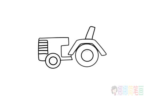 拖拉机简笔画,超简单拖拉机简笔画画法步骤图片大全