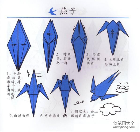 儿童折纸小燕子 小燕子的手工折法