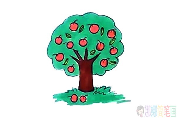 苹果树怎么画,苹果树儿童简笔画