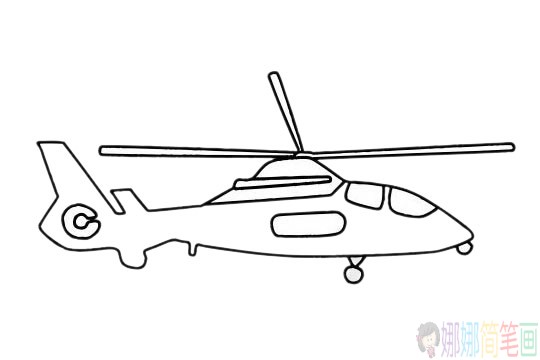 直升飞机简笔画,简单直升飞机画法步骤图片大全