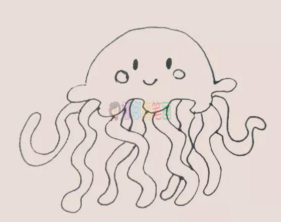 水母简笔画步骤—海洋生物简笔画