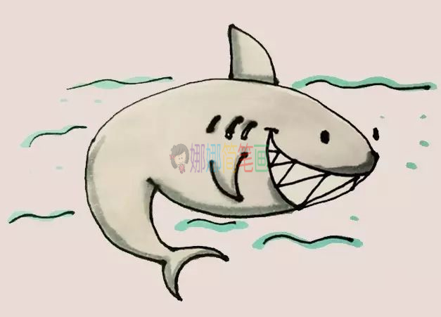 儿童鲨鱼简笔画带颜色
