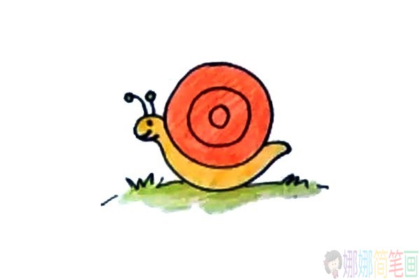 可爱的蜗牛简笔画,蜗牛儿童画图片