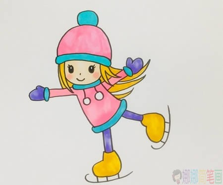 滑冰的小女孩人物简笔画教程