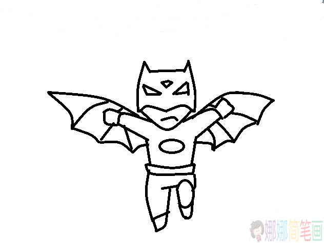 蝙蝠侠简笔画,好看简单的蝙蝠侠简笔画画法步骤教程
