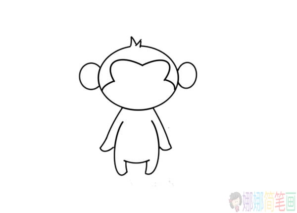 小猴子简笔画画法,猴子儿童画