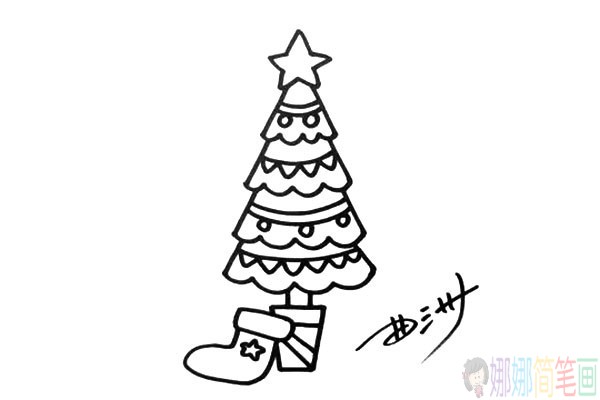 简单的圣诞树画法,圣诞树简笔画步骤