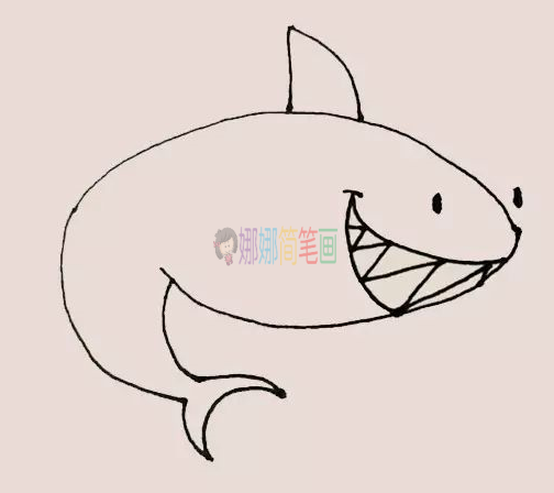 儿童鲨鱼简笔画带颜色