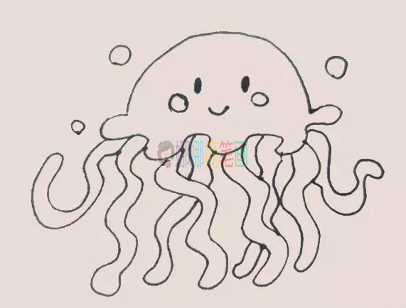 水母简笔画步骤—海洋生物简笔画