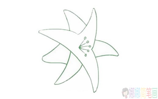 百合花儿童简笔画,百合花的画法步骤图