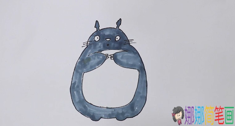 胖胖的可爱龙猫简笔画教程